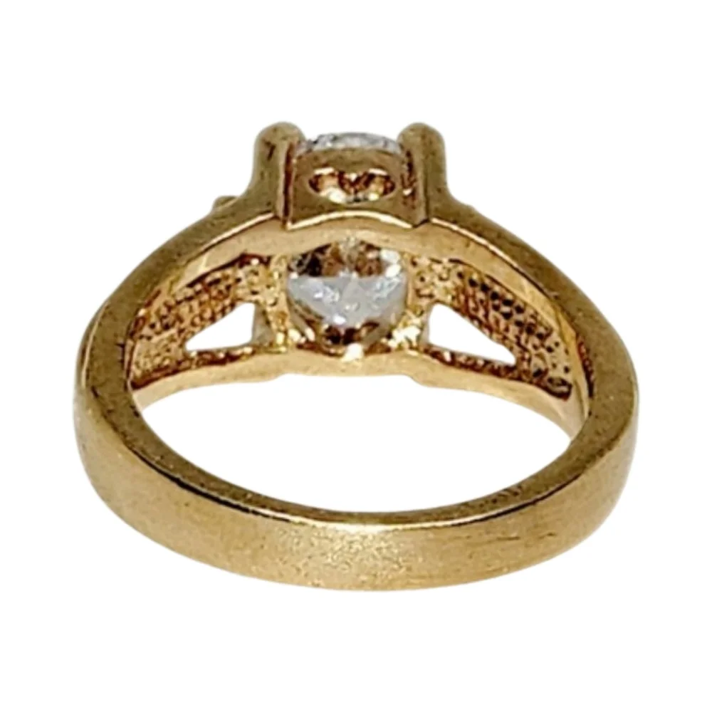 Gold Plated CZ Solitaire Ring with Accented Band | Size 8 | NWOT